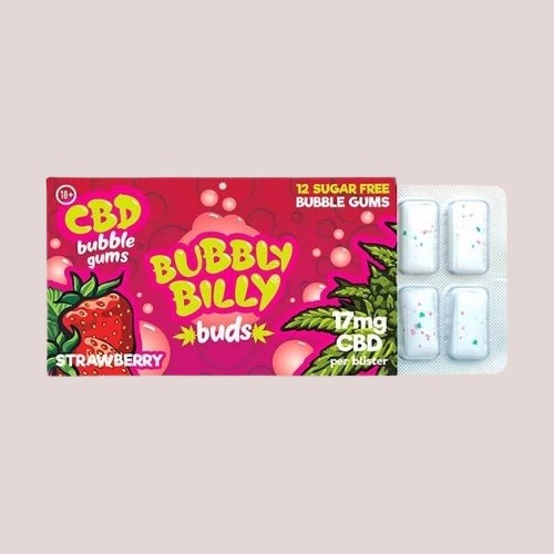 Chewing-gum fraise - 17mg CBD - Bubbly Billy - Produit CBD sur Le Marché du CBD